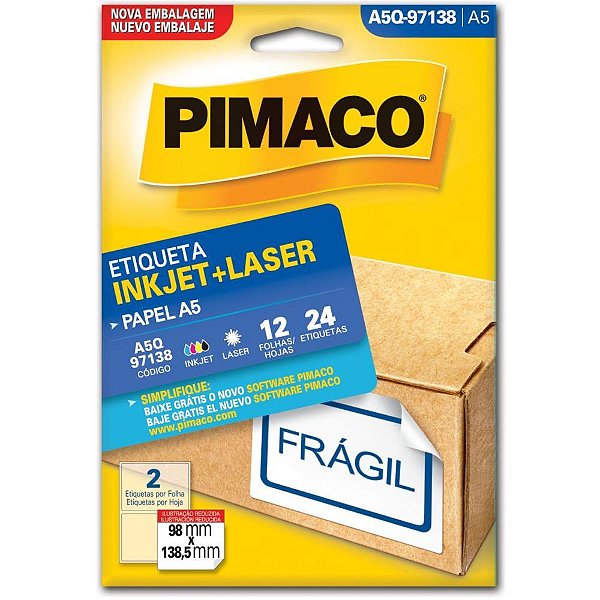 Etiqueta a5 a5q-97138 12 fls 98 x 138,5 mm - pimaco (ct.c/24)