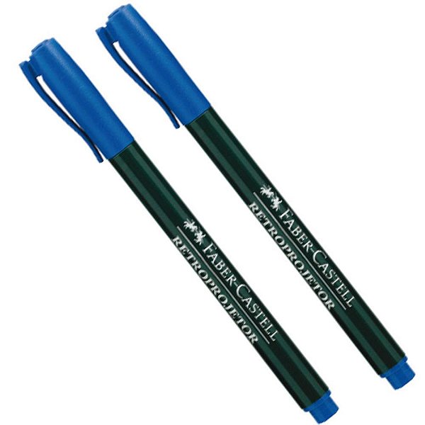 Caneta retroprojetor 1.0mm media azul - faber-castell (cx.c/12)