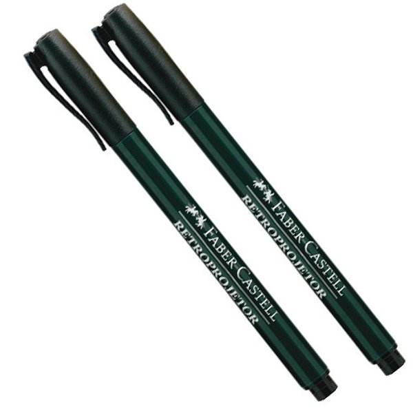 Caneta retroprojetor 1.0mm media preta - faber-castell (cx.c/12)