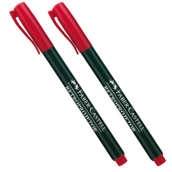 Caneta retroprojetor 1.0mm media vermelha - faber-castell (cx.c/12)