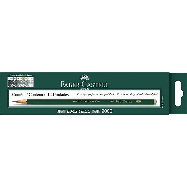 Lapis preto tecnico 9000 b preto/macio - faber-castell (cx.c/12)