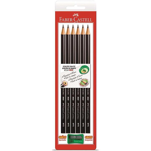 Lapis preto redondo 1205 max n.2hb - faber-castell (bl.c/06)