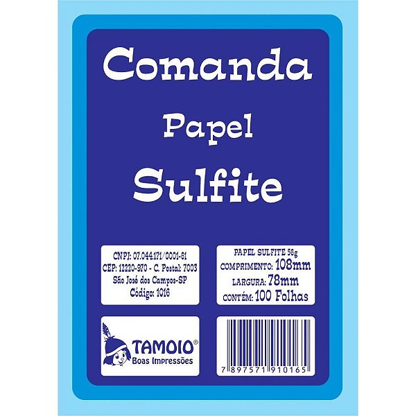 Impresso talao comanda sulfite 100f. 80x110mm - tamoio (pct.c/20)