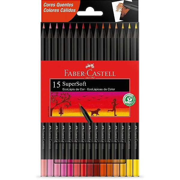 Lapis de cor redondo supersoft 15 cores quentes - faber-castell (pct.c/12)