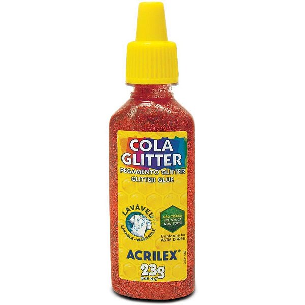 Cola com glitter tubo 23g. vermelha - acrilex (duzia)