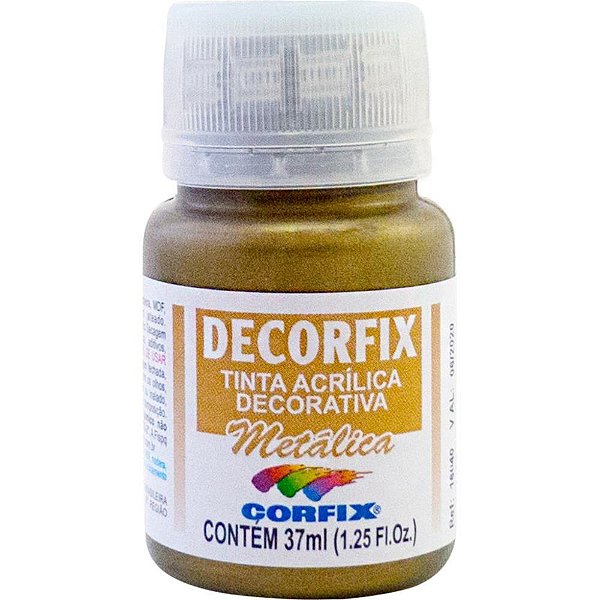 Tinta acrilica decorfix metalica 37ml ouro - corfix (cx.c/06)