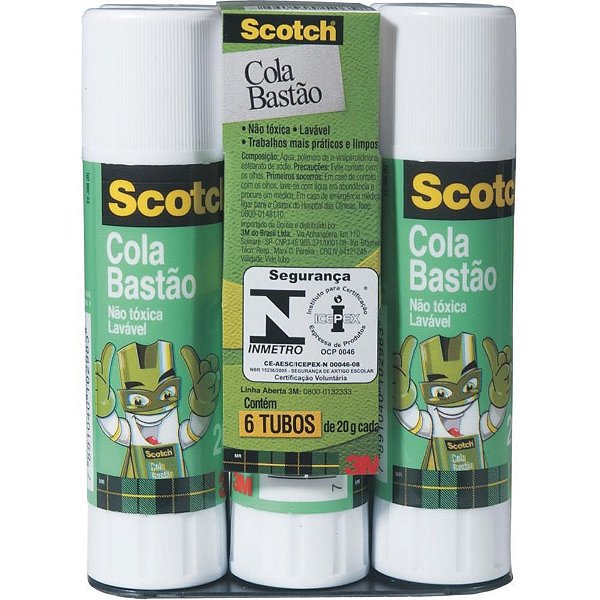Cola em bastao scotch 20g - 3m (pct.c/06)