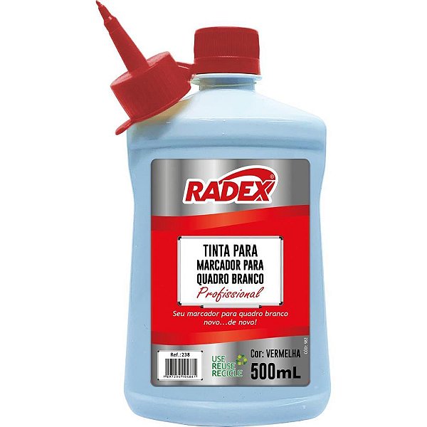 Tinta marcador quadro branco reabastecedor 500ml vermelho - radex (unidade)