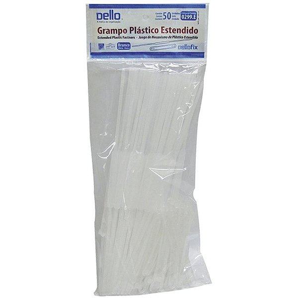 Grampo trilho plastico dellofix estendido branco - dello (pct.c/50)