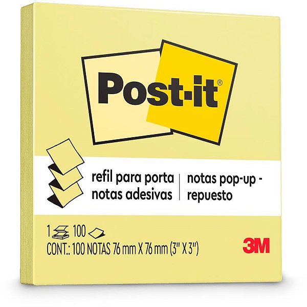 Bloco de recado post-it pop up refil rr330 76x76 amar. - 3m (unidade)