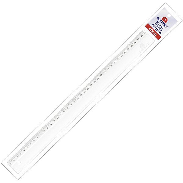 Regua de poliestireno transparente 40cm. - acrimet (pct.c/10)