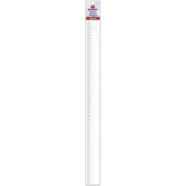 Regua de poliestireno transparente 50cm. - acrimet (pct.c/10)