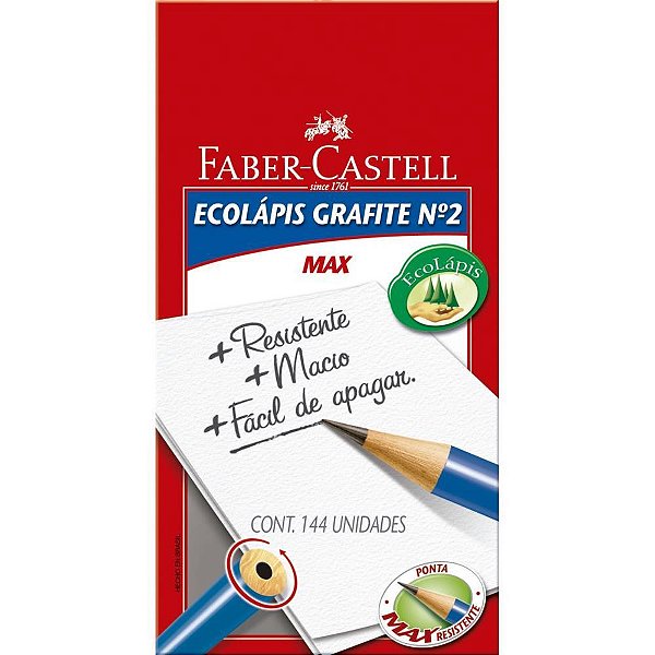 Lapis preto redondo ecolapis presto s/borracha - faber-castell (cx.c/144)