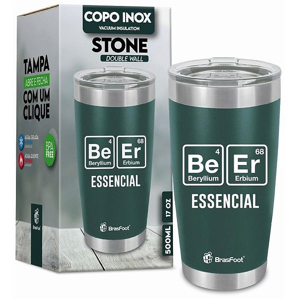 Copo termico stone verde esc. beer 500ml c/ - brasfoot (unidade)