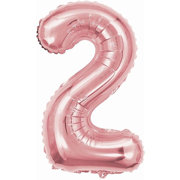 Balao metalizado numero 2 rose 40cm. - make+ (unidade)