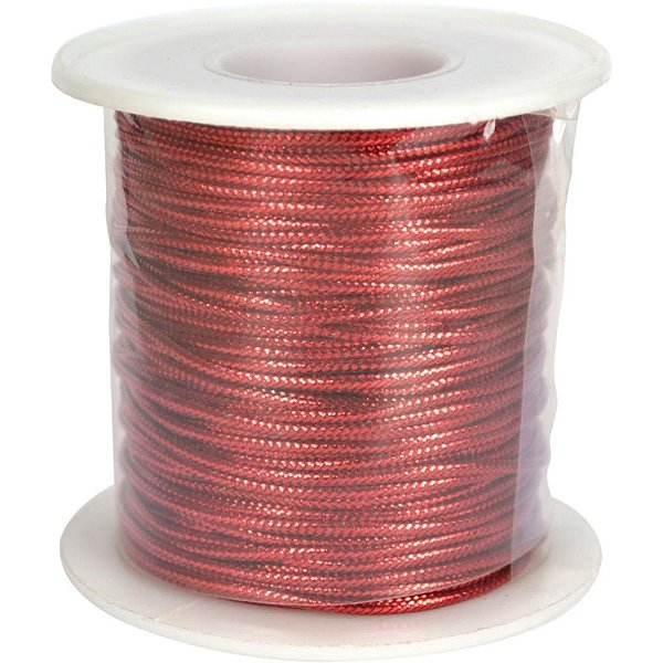 Aviamento cordao 1.2mm vermelho c/50m. - kit (rolo)