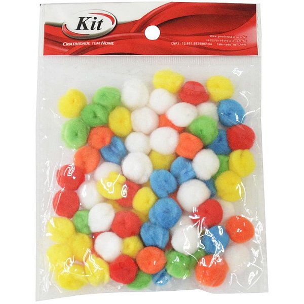 Aviamento pompom multicolor#2 15mm c/80unidades - kit (pacote)