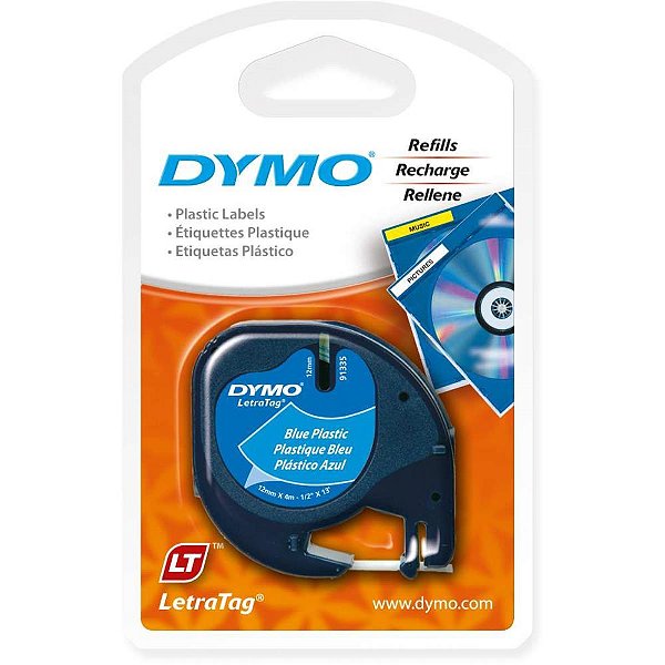 Fita para rotulador eletronico 12mmx4mts poliester pto/azul - imex (unidade)