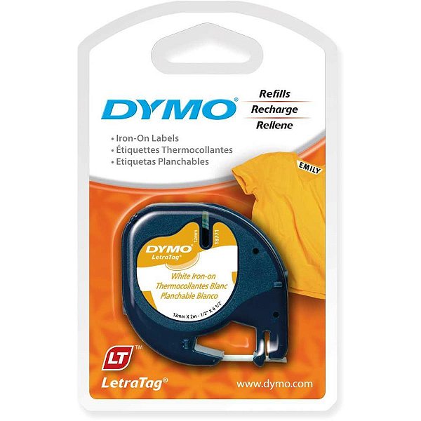 Fita para rotulador eletronico 12mmx2mts tecido preto/branco - imex (unidade)