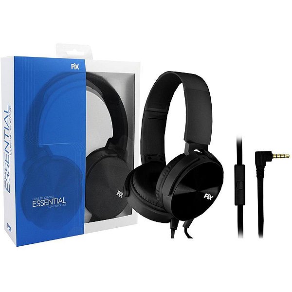 Fone de ouvido com microfone essential p2 cabo flat 1,2m pt - santana centro (unidade)