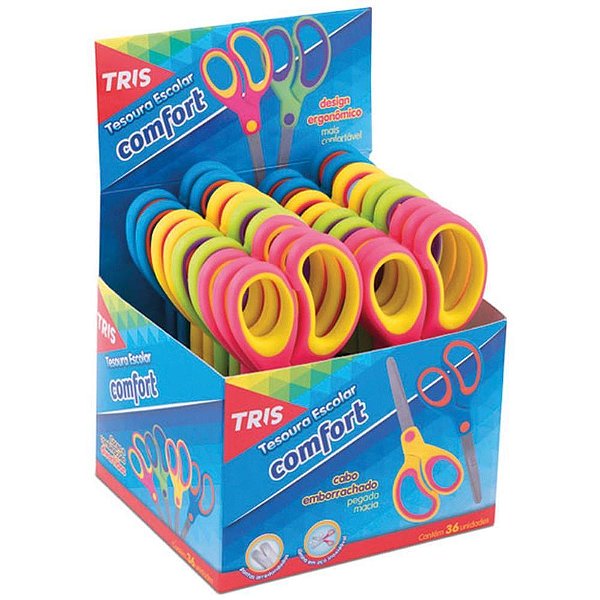 Tesoura escolar tris comfort 15cm emborrachada - summit (dp.c/18)