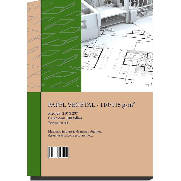 Papel vegetal a4 110/115g. 210x297mm - mares (cx.c/100)