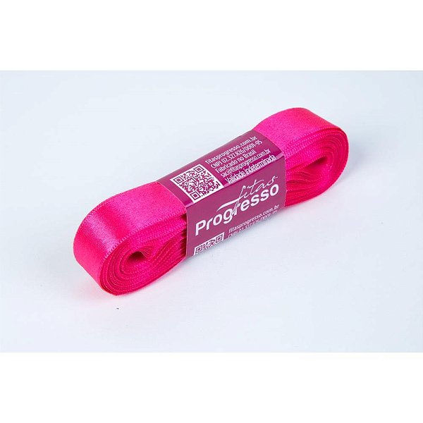 Fita de cetim 15mm 10m. rosa neon 279 - fitas progresso (unidade)