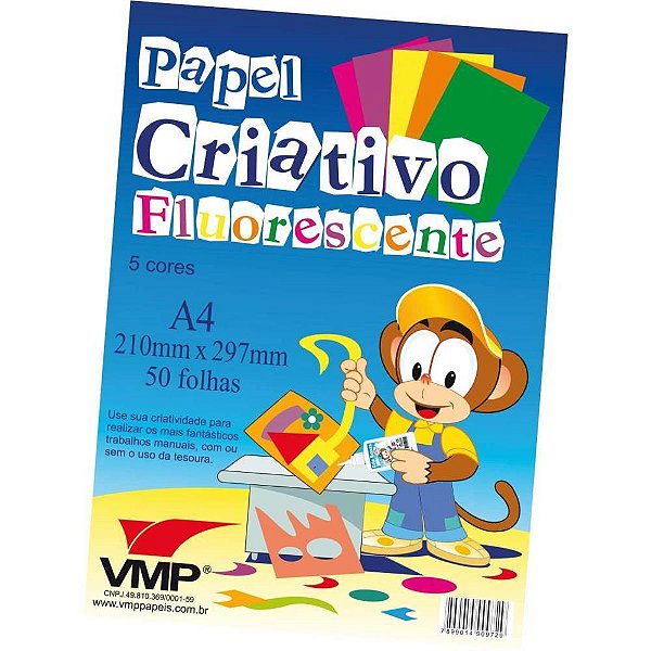 Bloco para educacao artistica fluorescente a4 50f 90g - v.m.p. (pacote)