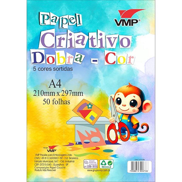 Bloco para educacao artistica dobra cor esp a4 5cor. 50f 60g - v.m.p. (pacote)