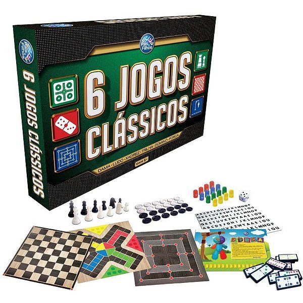 Jogo de tabuleiro 6 jogos classicos - pais e filhos (unidade)
