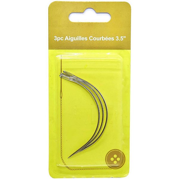 Agulha de mao curva c/3pc - kit (blister)