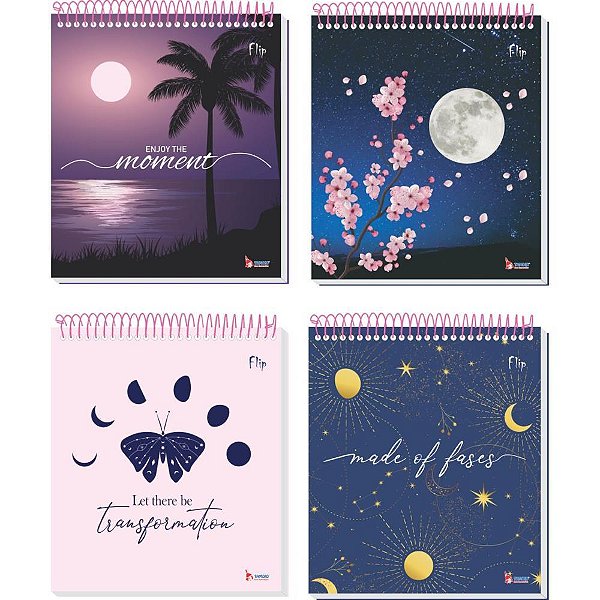 Caderno 10x1 capa dura flip feminino vert 160f 4capas - tamoio (pct.c/04)