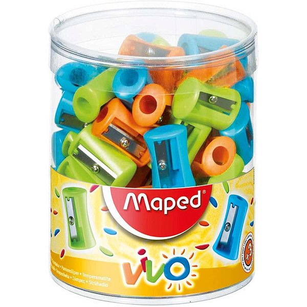 Apontador sem deposito vivo plastico pequeno 1furo - maped (pote-75)