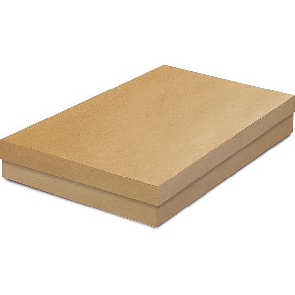 Caixa para presente com tampa retangular kraft m 30x21x4,5cm - cromus (pct.c/10)