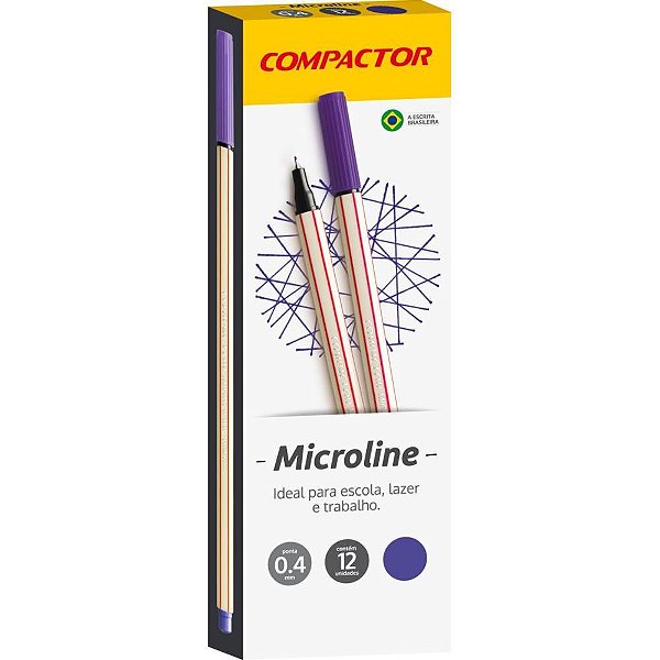 Caneta com ponta porosa microline 0,4mm violeta - compactor (cx.c/12)