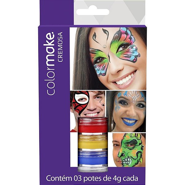 Pintura facial cremosa 4g. 3 cores (s) - colormake (blister)