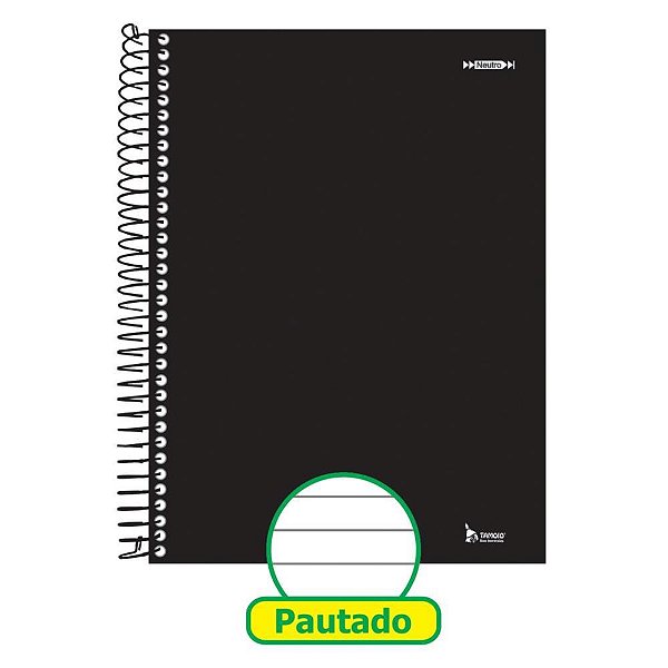 Caderno 01x1 capa dura neutro preto 96 folhas - tamoio (pct.c/04)