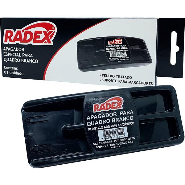 Apagador quadro branco asuper base de plastico - radex (unidade)