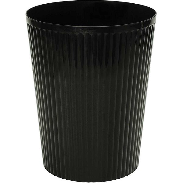 Lixeira para escritorio canelado preto 9,3l 23x29cm - ordene (unidade)