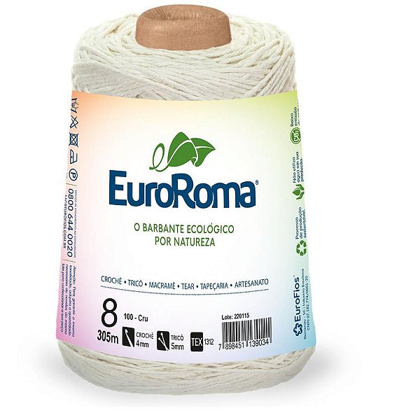 Barbante cru 400g 4/8 fios rolo 305m - euroroma (unidade)