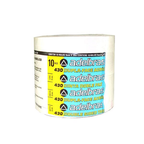 Fita dupla face polipropileno 09mmx30mts. - adelbras (pct.c/10)