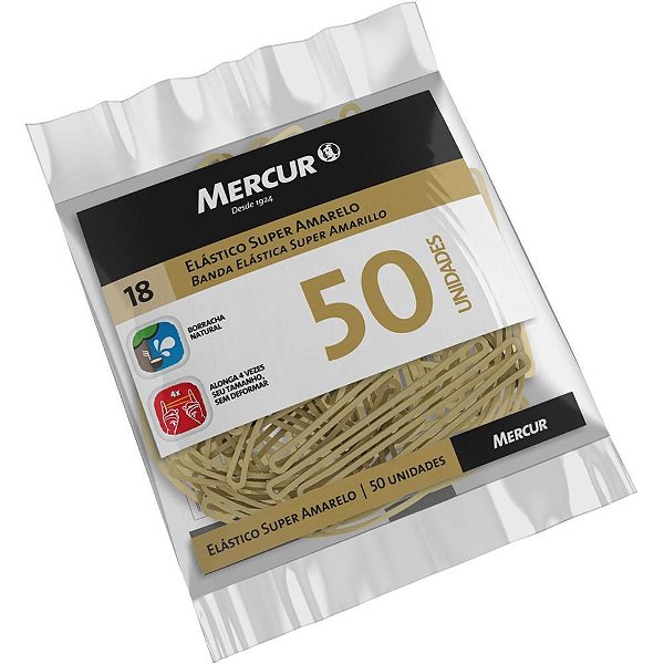 Elastico amarelo n.18 super n.18 35gr. 50pecas - mercur (pacote)
