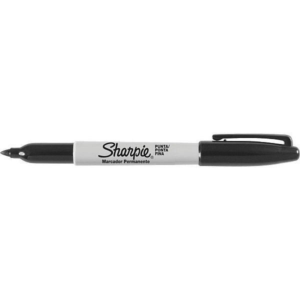 Pincel marcador permanente sharpie fino preto - paper mate (cx.c/12)