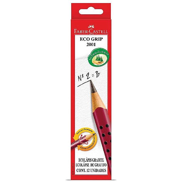 Lapis preto triangular ecolapis grip 2001 cereja - faber-castell (pct.c/72)