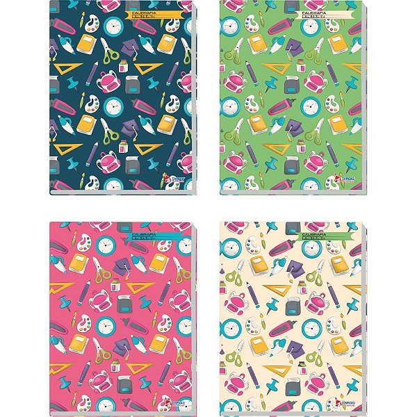 Caderno caligrafia capa dura decorado 48f univ broch.vertic - tamoio (pct.c/05)