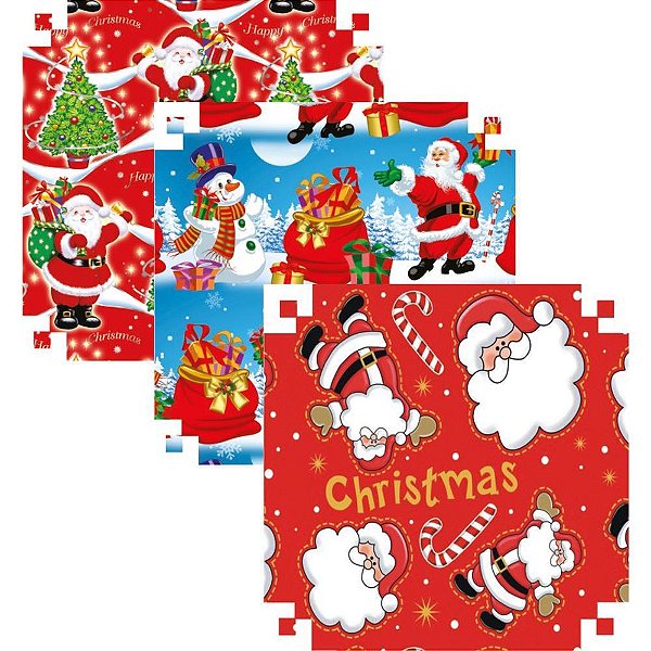Papel presente 50x60cm couche linha diamante natal 4mod. - v.m.p. (pct.c/40)