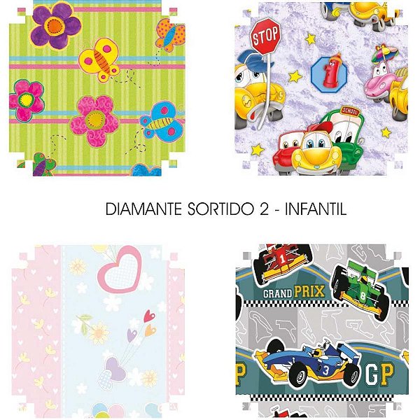 Papel presente 50x60cm couche linha diamante infantil ii 4md - v.m.p. (pct.c/40)