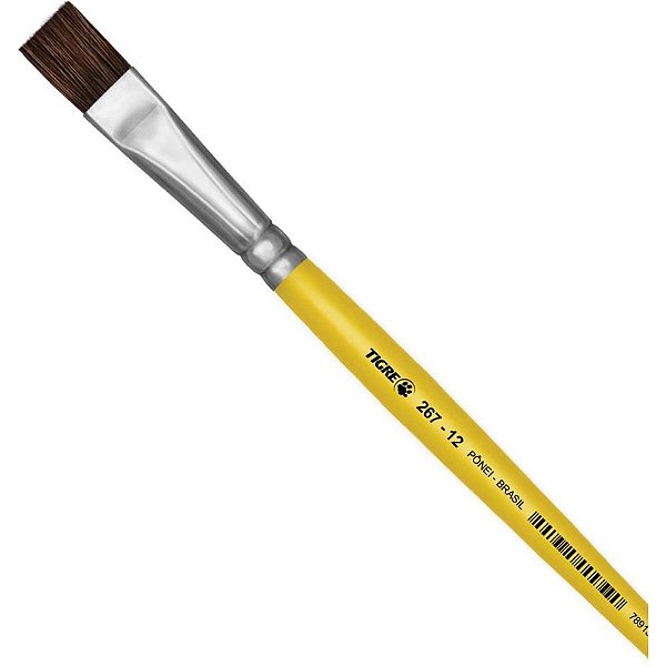 Pincel escolar chato 267 n.12 amarelo - pinceis tigre (duzia)