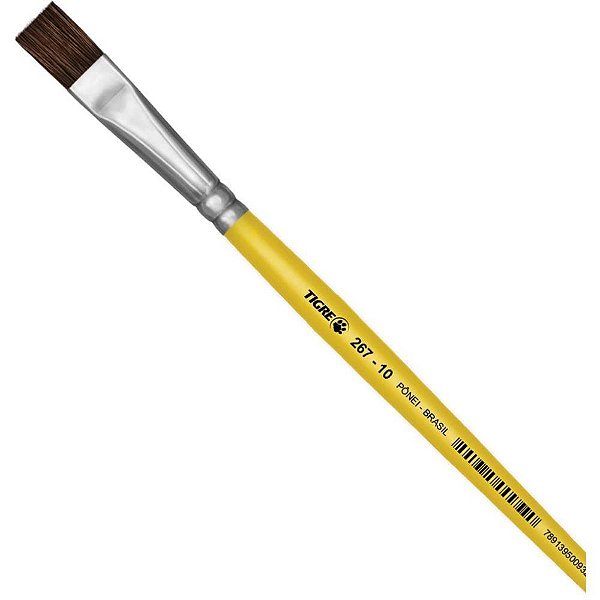 Pincel escolar chato 267 n.10 amarelo - pinceis tigre (duzia)