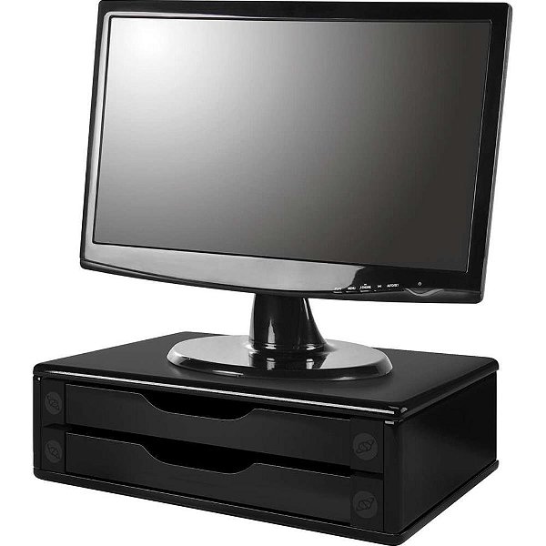 Suporte para monitor 2gavetas 39x26x12 mdf black pi - souza (unidade)